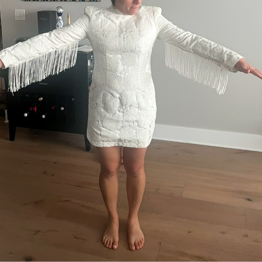 Ivory Sterling Fringe Dress | Yellow the Label | Size L